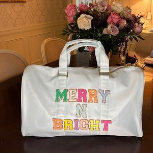 SCL Large Duffle in Sky “Merry N Bright” - 12 patches total - NWT